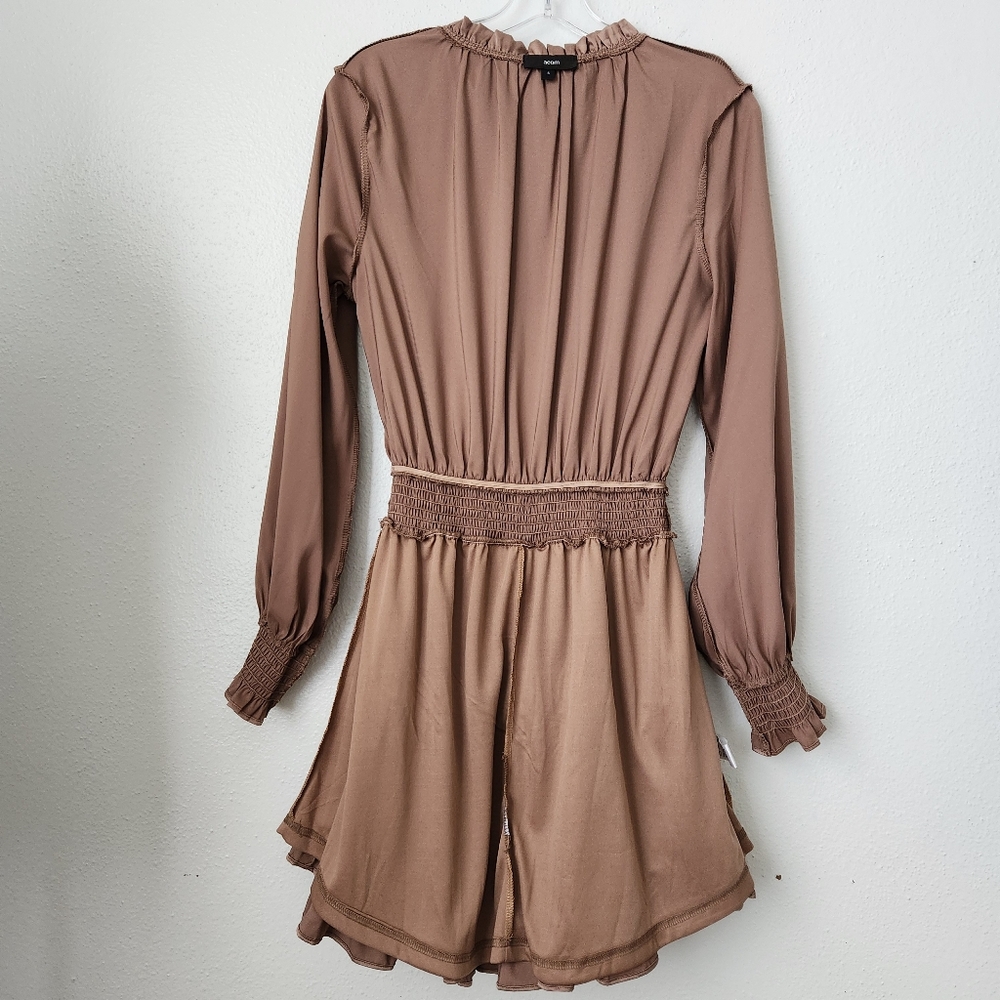 Aeom Satin Mauve Ruffled Long Sleeve Dress Small - Picture 7 of 16